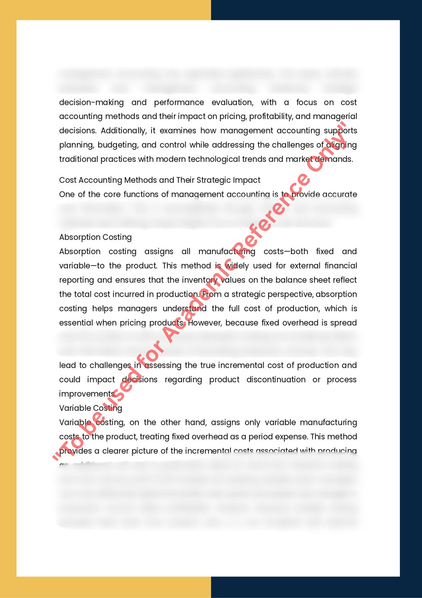 Assignment Sample Of Subject Management Accounting– ACCT1002 1
